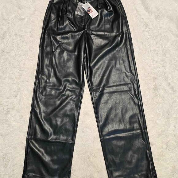 Worhtington x Jason Bolden Women's Black Faux Leather Trouser Pants Size 6 - Picture 2 of 10